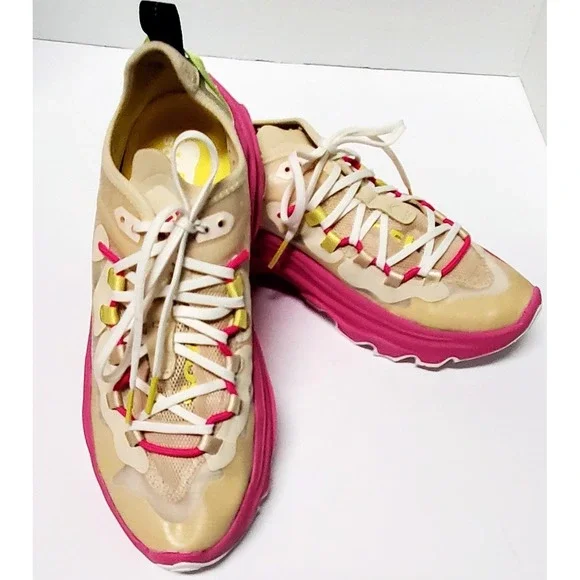 Sorel Sneakers Kinetic Breakthru Tech Lace 7.5 Bleached Ceramic & Fucshia Shoes - Picture 2 of 13